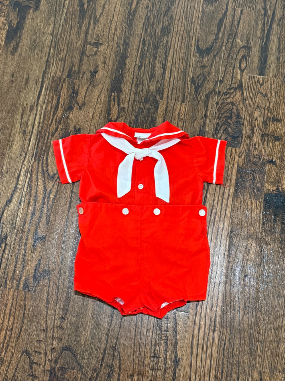 Vintage Baby Boys CI Castro Romper Outfit Red White Baby Sailor Rompe 6 months